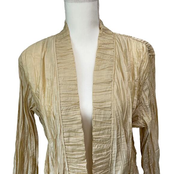 CHICO'S Royal Ruffle Rhea Gold Stardust Jacket US 12 Yellow Gold - Picture 5 of 8